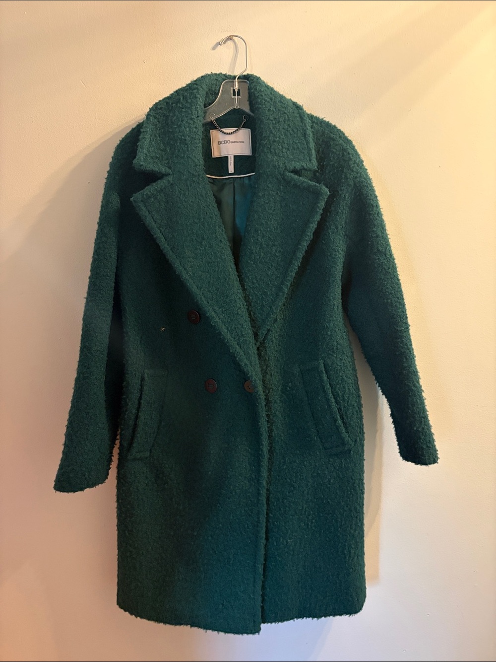 BCBG green Teddy Double-Breasted Coat